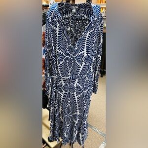 Venus Elegant Blue and White Patterned Dress, Excellent Condition, size 22